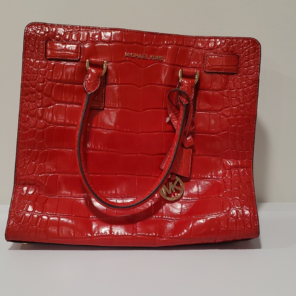 Michael Kors Red Crocodile-Embossed Tote